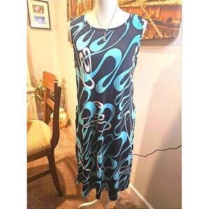 Lily Black and Blue Midi Dress